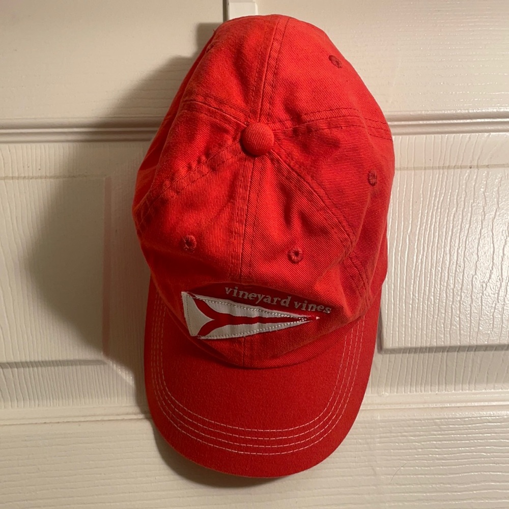 Vineyard Vines Red Baseball Cap with Velcro Closure OS